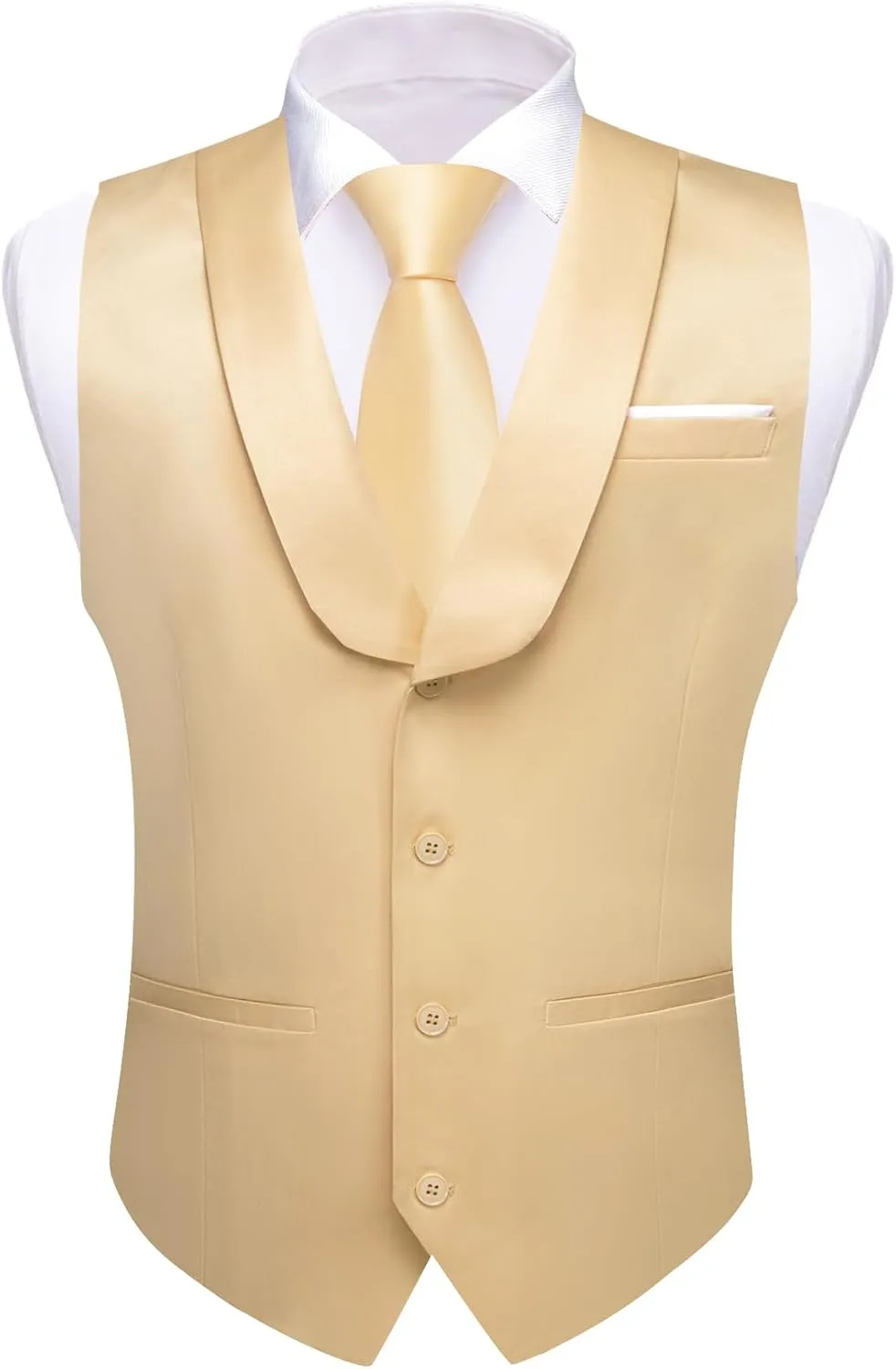 Barry.Wang Men's Paisley Suit Vest Tie Set with Handkerchief Cufflink Brooch Silk Woven Party Waistcoat Classic