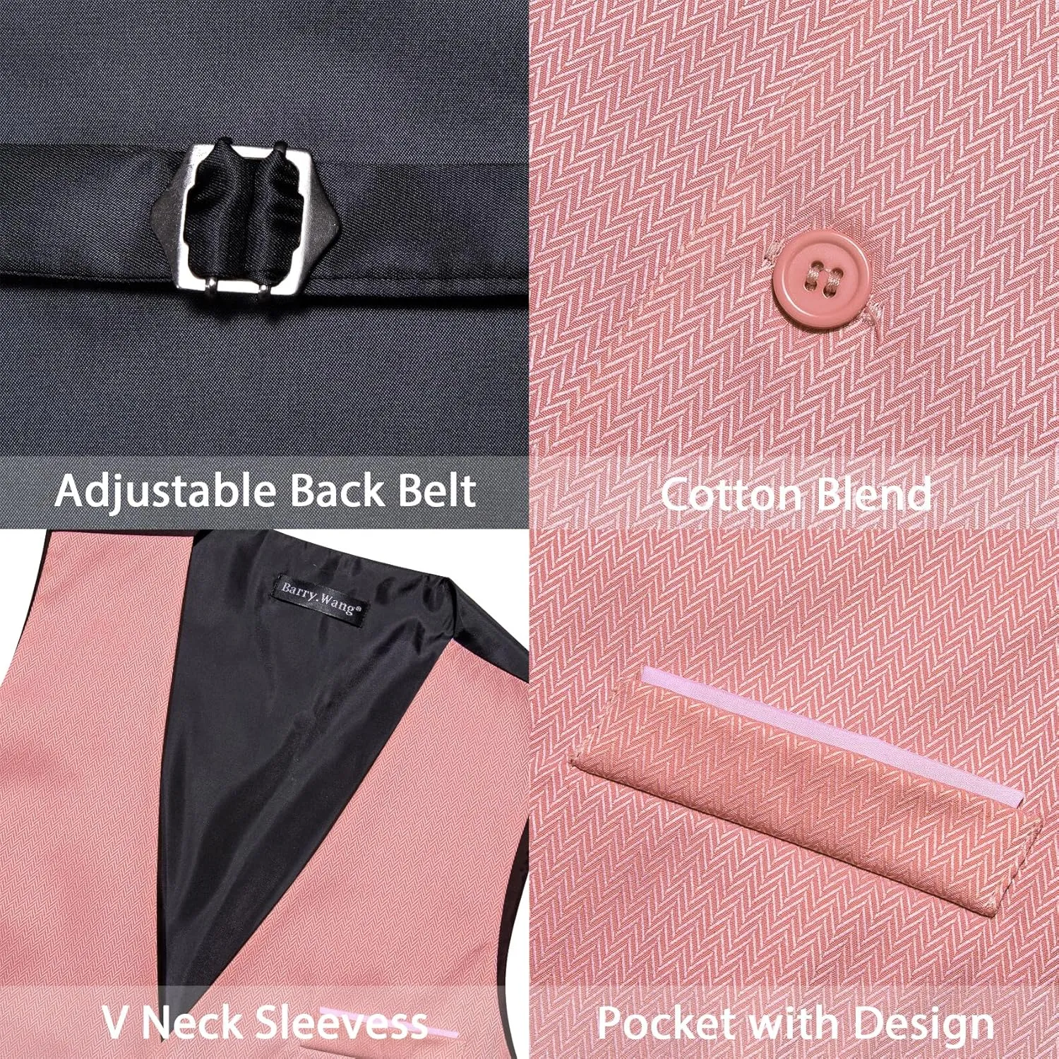 Barry.Wang Men's Paisley Suit Vest Tie Set with Handkerchief Cufflink Brooch Silk Woven Party Waistcoat Classic
