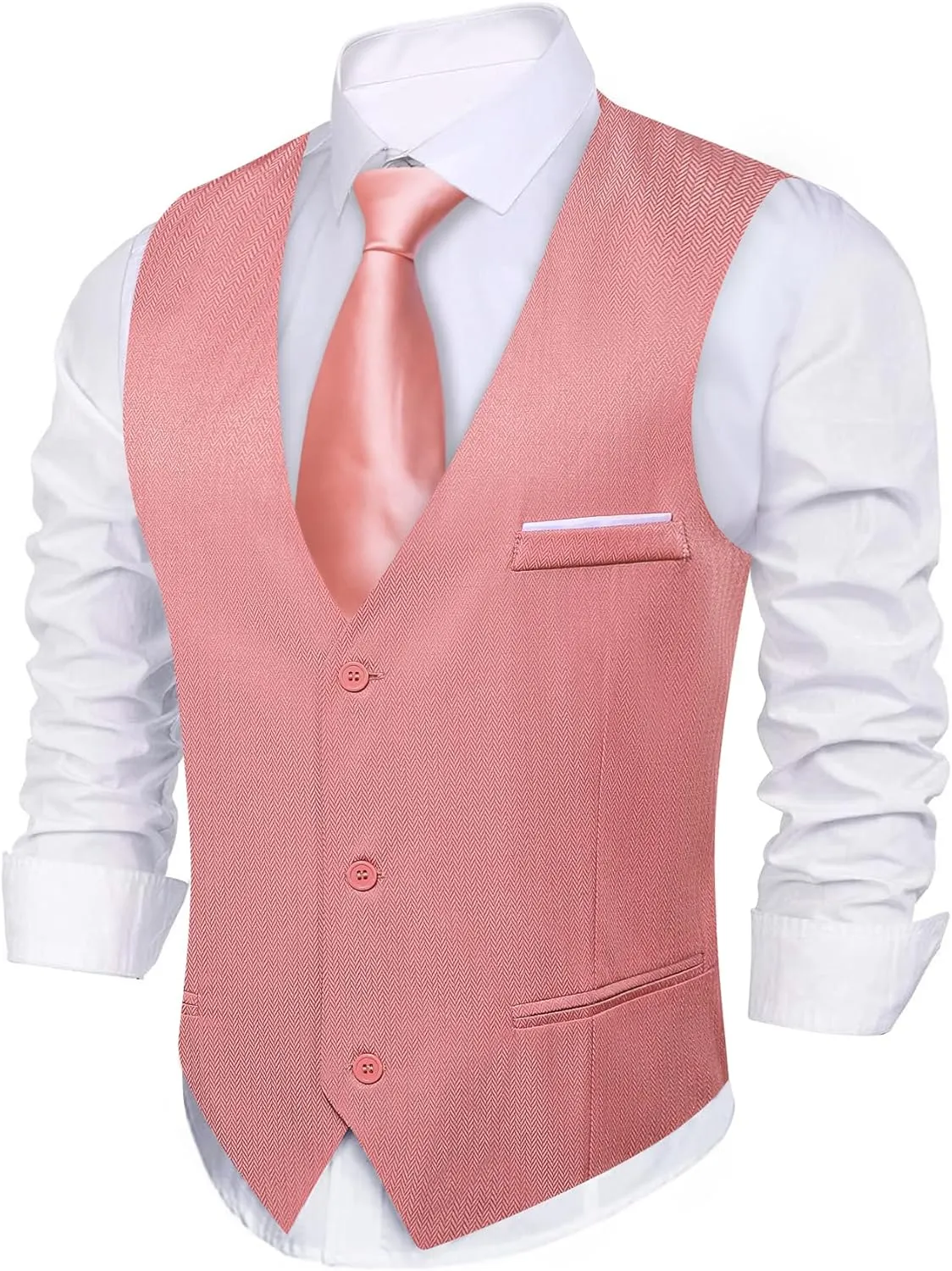 Barry.Wang Men's Paisley Suit Vest Tie Set with Handkerchief Cufflink Brooch Silk Woven Party Waistcoat Classic