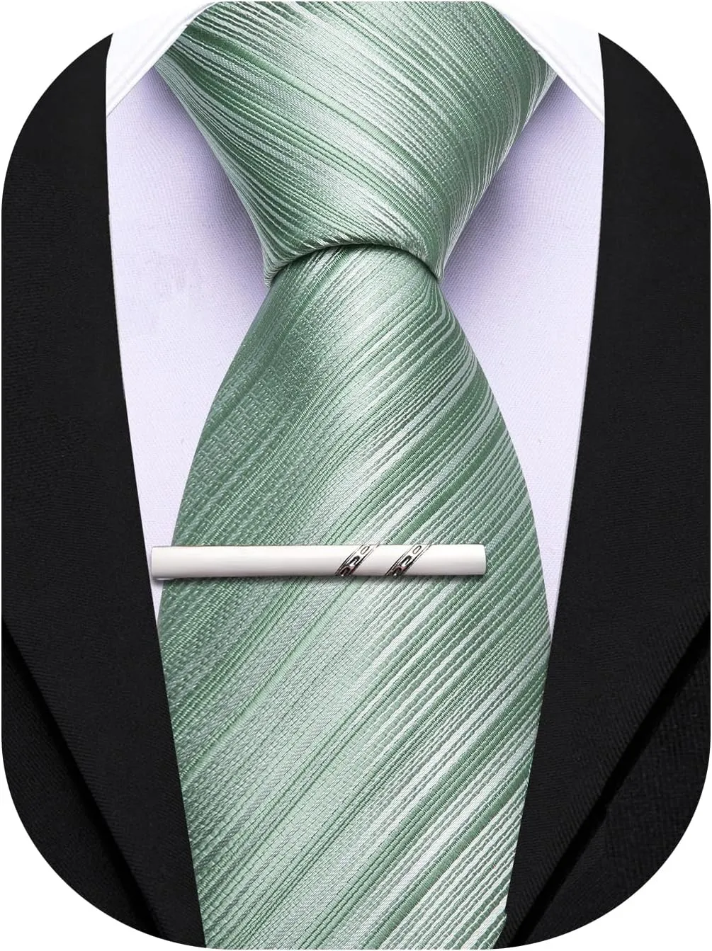 Barry.Wang Silk Men Ties Formal Stripes Necktie and Tie Clip for Wedding Party Business Fashion Classic