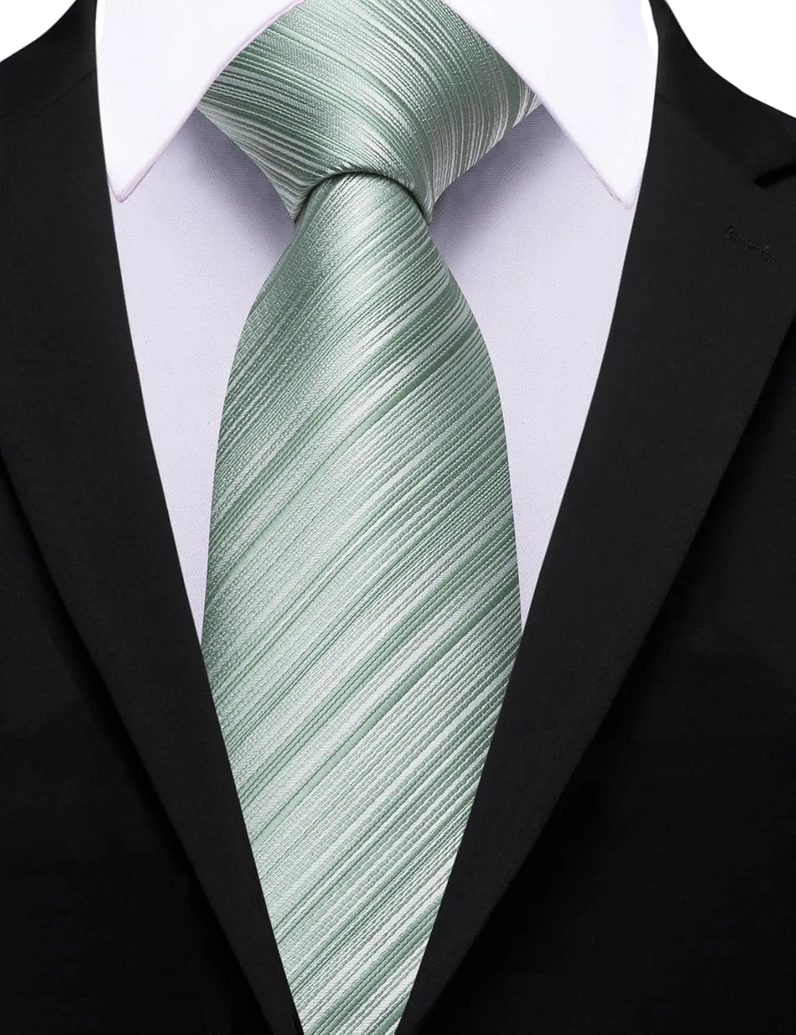 Barry.Wang Silk Men Ties Formal Stripes Necktie and Tie Clip for Wedding Party Business Fashion Classic