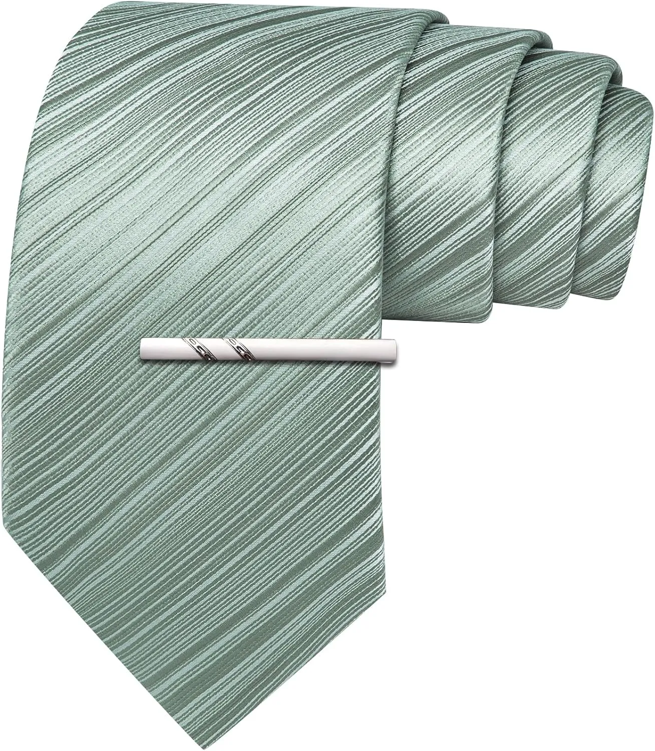 Barry.Wang Silk Men Ties Formal Stripes Necktie and Tie Clip for Wedding Party Business Fashion Classic