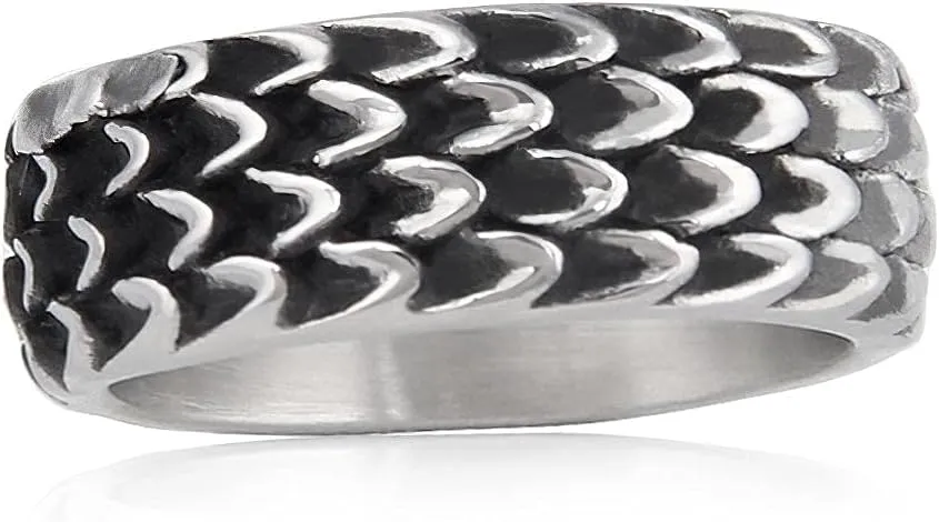 BAVIPOWER Viking Dragon Scales Ring Masculinity Unique Norse Mytholothy Stainless Steel Jewelry Powerful Amulet for Men Women