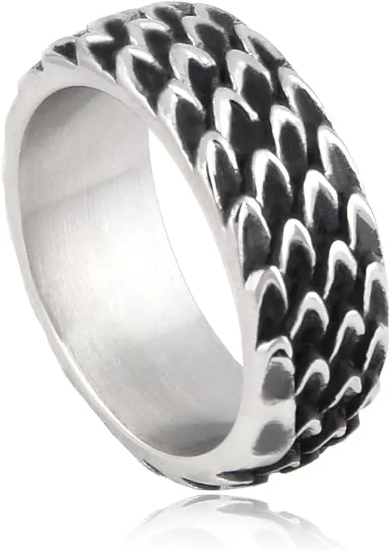 BAVIPOWER Viking Dragon Scales Ring Masculinity Unique Norse Mytholothy Stainless Steel Jewelry Powerful Amulet for Men Women