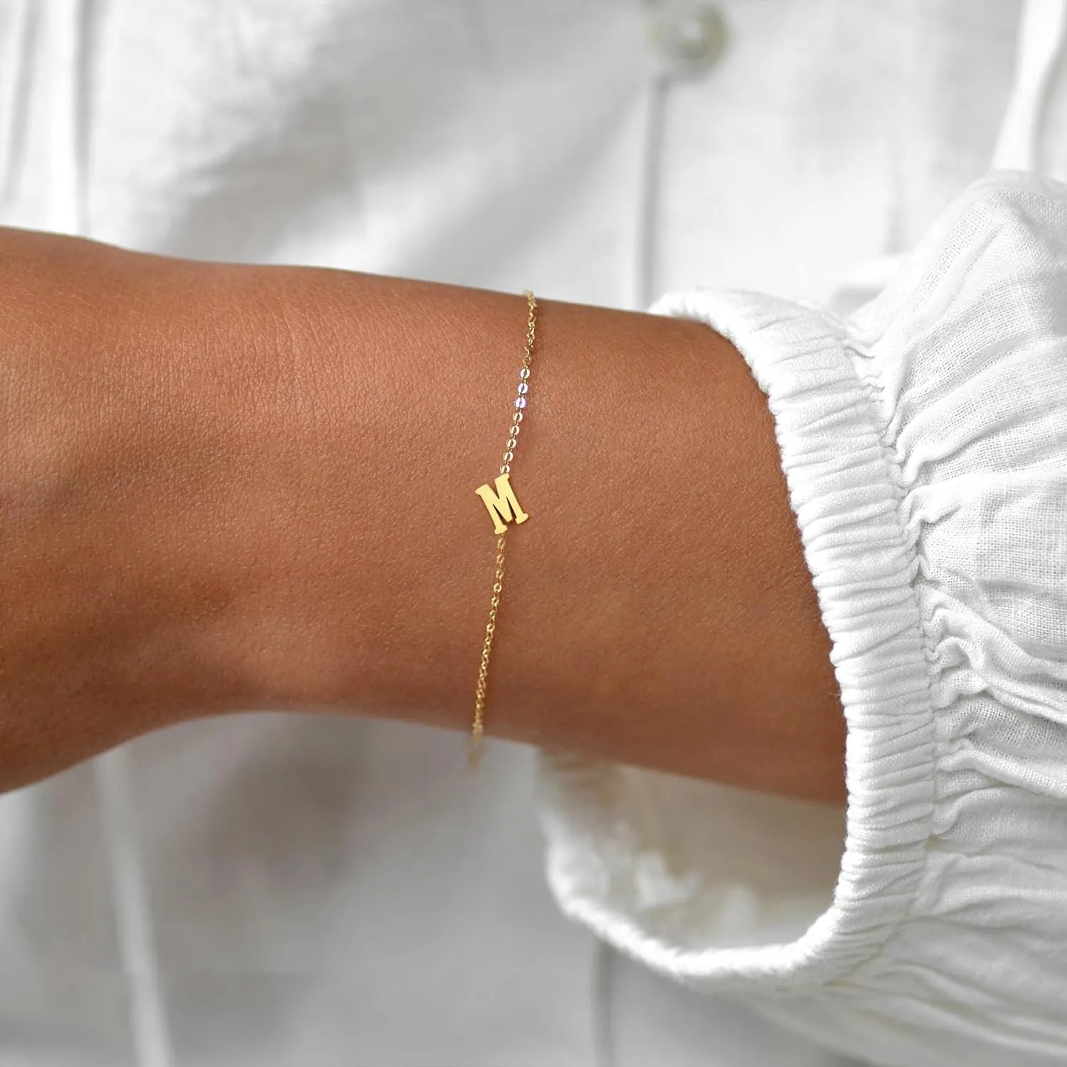 BAYLAY Gold Initial Bracelet for Women Trendy Jewelry, 18K Gold Plated Letter Bracelet Dainty Gold Bracelet Initial Bracelets for Women Jewelry Gifts