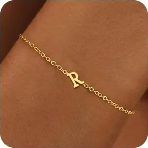 BAYLAY Gold Initial Bracelet for Women Trendy Jewelry, 18K Gold Plated Letter Bracelet Dainty Gold Bracelet Initial Bracelets for Women Jewelry Gifts