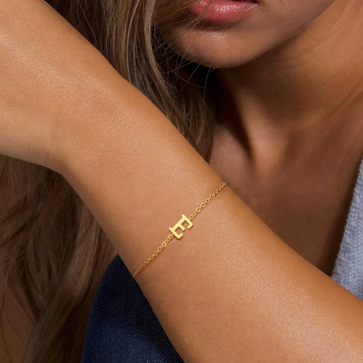 BAYLAY Gold Initial Bracelet for Women Trendy Jewelry, 18K Gold Plated Letter Bracelet Dainty Gold Bracelet Initial Bracelets for Women Jewelry Gifts