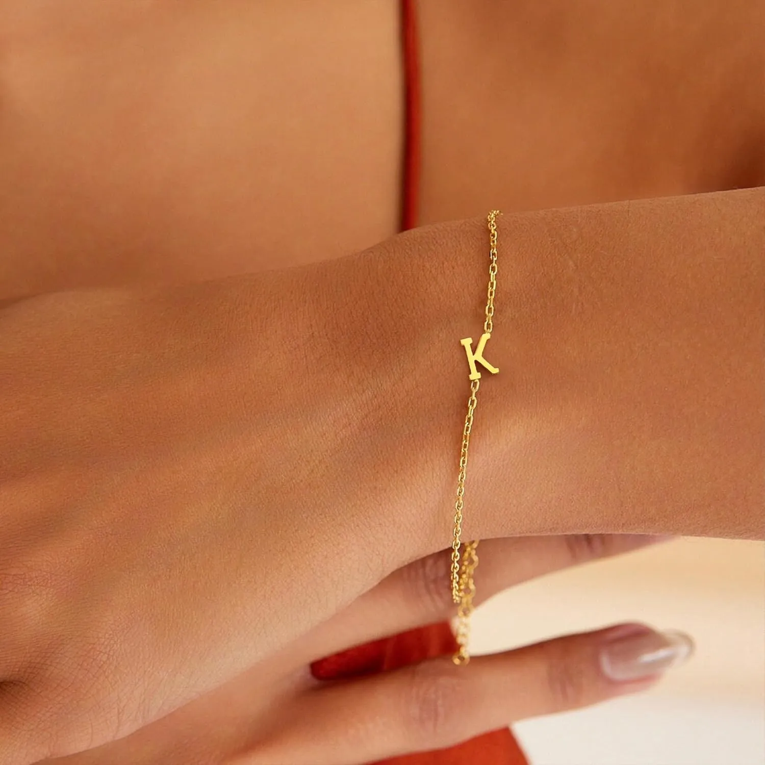 BAYLAY Gold Initial Bracelet for Women Trendy Jewelry, 18K Gold Plated Letter Bracelet Dainty Gold Bracelet Initial Bracelets for Women Jewelry Gifts