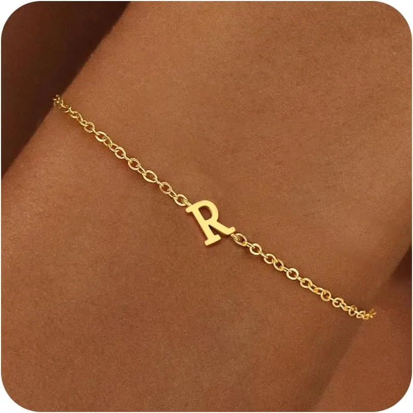 BAYLAY Gold Initial Bracelet for Women Trendy Jewelry, 18K Gold Plated Letter Bracelet Dainty Gold Bracelet Initial Bracelets for Women Jewelry Gifts