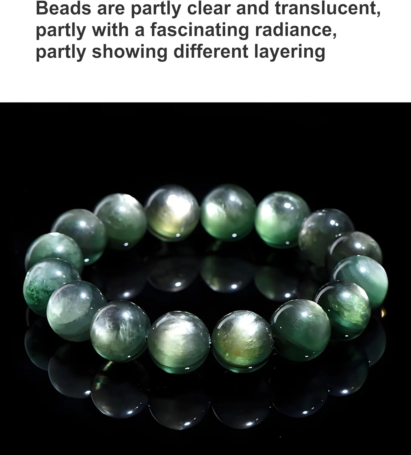 Bead Bracelets for Women Men, Natural Big Beads Handmade Gemstone Stretch Beaded Beads Bracelets with Gift Box and Bag