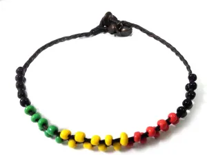 Beads Anklet Rasta Black Raggae Bells Boho Handmade Cotton Cord (AK0008)
