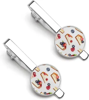 Berry Cheesecake Classic Tie Clips for Men Personalized Bar Suit Accessories for Business Wedding Anniversary