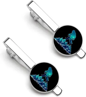 Bigfoot Pawprint Sasquatch Mountains Men's Tie Clip Round Tie Bar Tie Tack Pins Jewelry Accessories for Father's Day Gifts