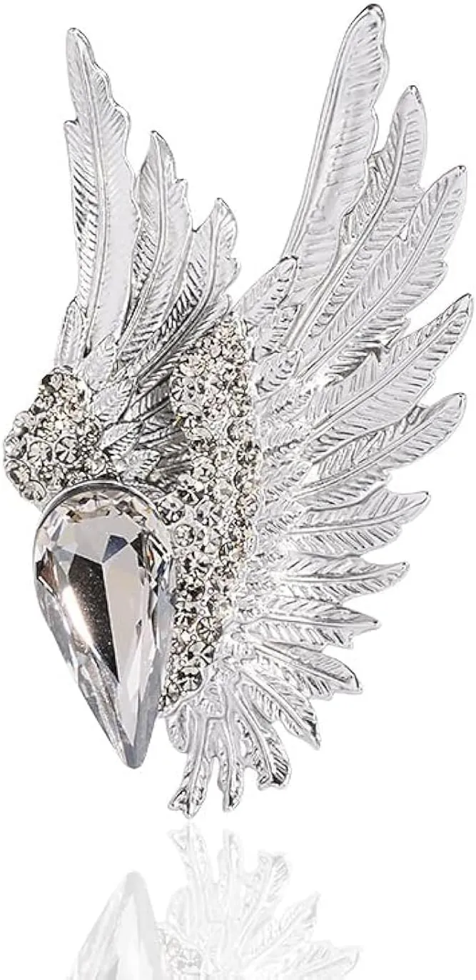 Bird Wings Brooches for Women Men Animal Feather Rhinestone Pins Coat Jackets Dresses Clothing Accessories Jewelry Weddings Birthdays Festivals Gifts