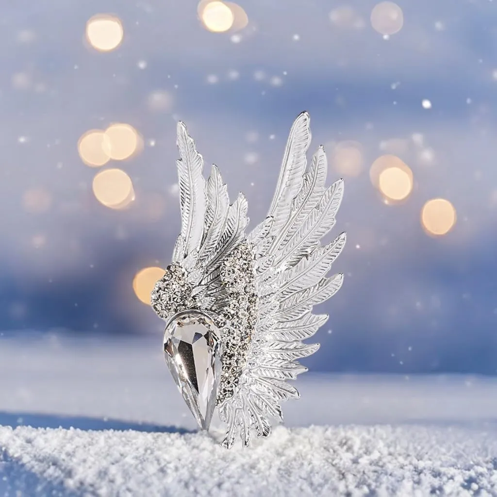 Bird Wings Brooches for Women Men Animal Feather Rhinestone Pins Coat Jackets Dresses Clothing Accessories Jewelry Weddings Birthdays Festivals Gifts