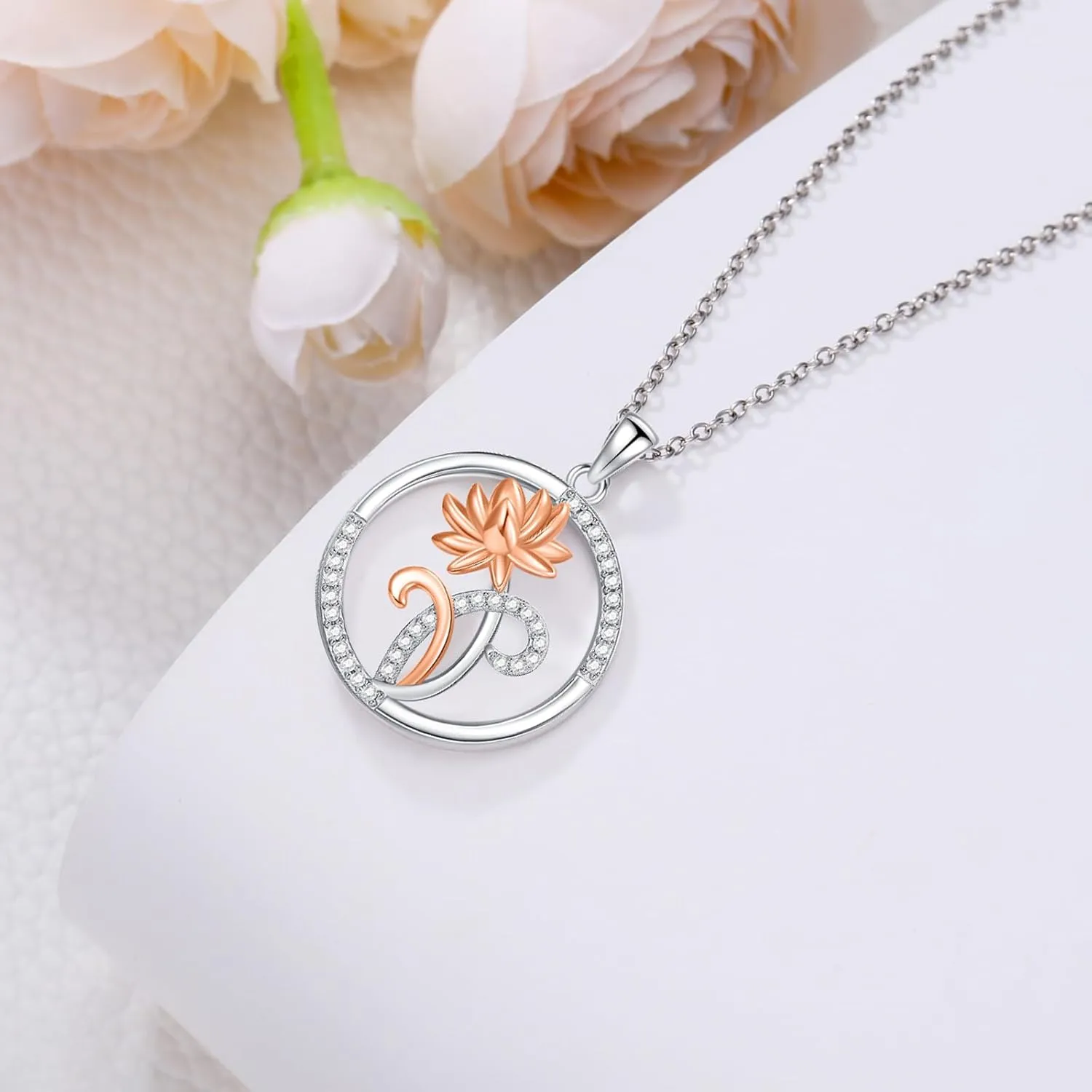Birth Flower Necklace 925 Sterling Sliver Natural Pendant Jewelry Birthday Gifts for Women Mom Hikers Campers