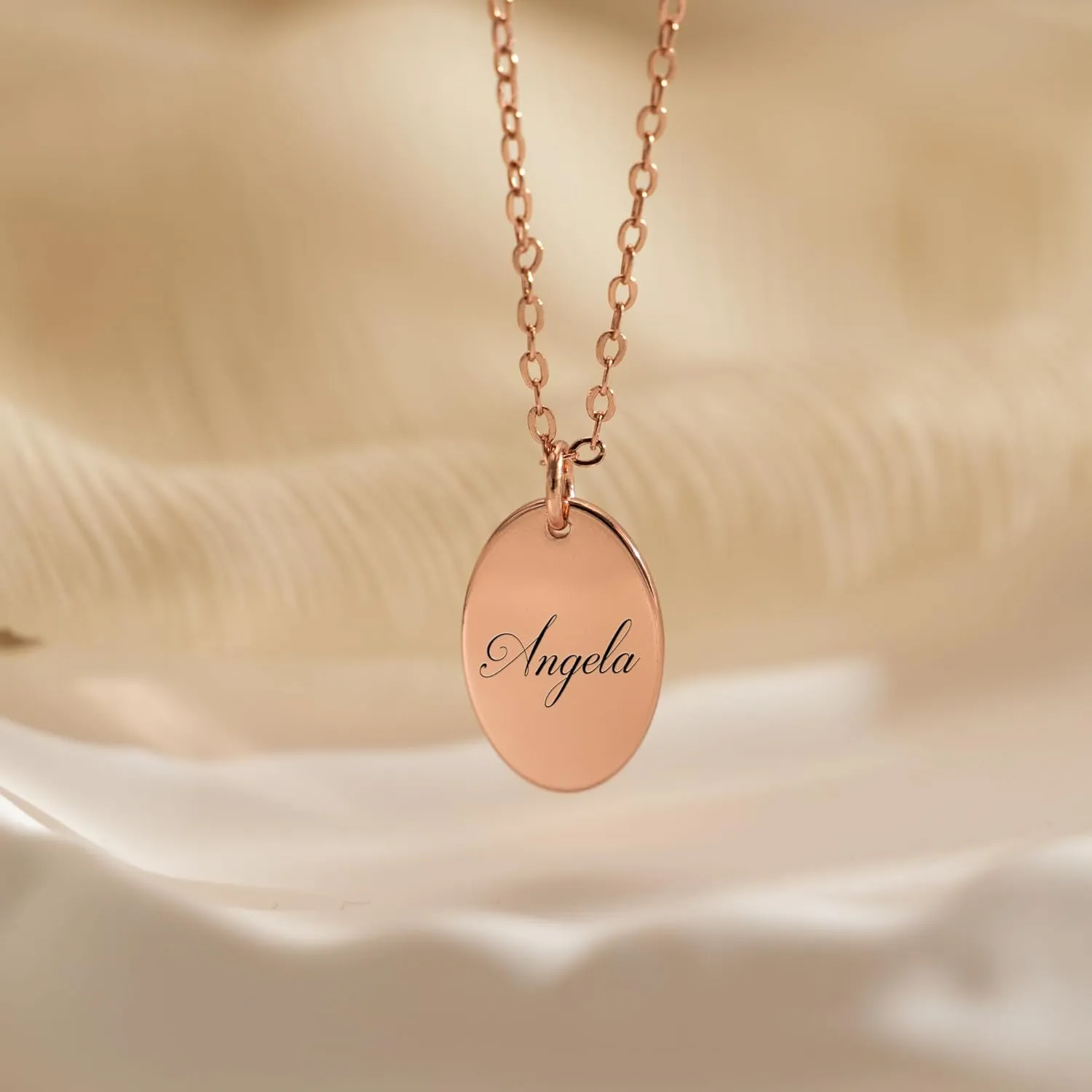 Birth Flower Necklace Personalized 18K Gold Plated Oval Coin Necklace For Women Dainty Flower Necklace Custom Name Jewelry Gift For Mom Birthday Gift For Her Wife Girlfriend Christmas Gift
