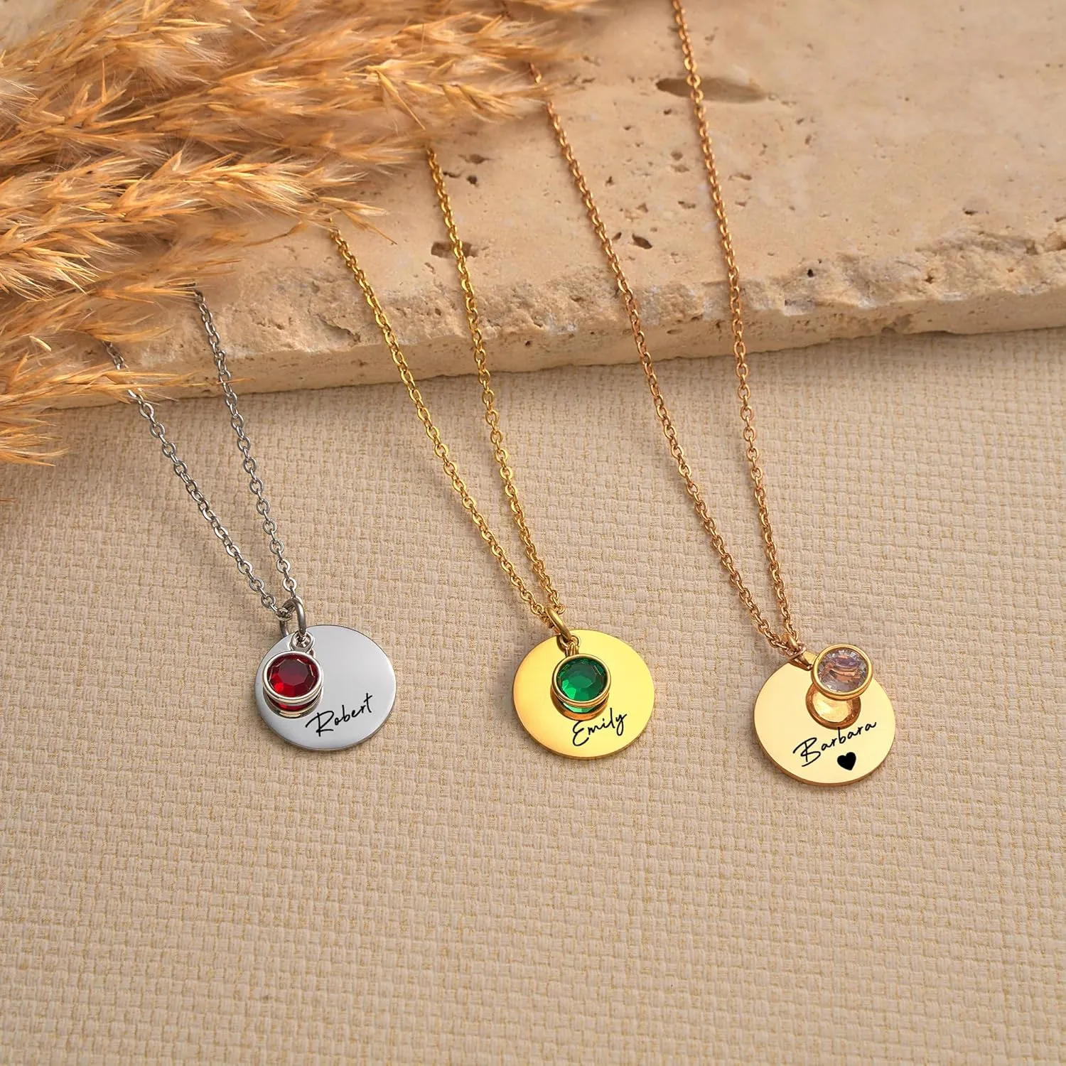 Birthstone Necklace for Mom Custom Name Engraved Necklace for Grandma  Personalized Jewelry Gift for Mom, Grandma, and Loved Ones  Thoughtful Mothers Day Gift