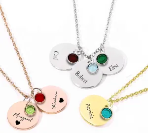 Birthstone Necklace for Mom Custom Name Engraved Necklace for Grandma  Personalized Jewelry Gift for Mom, Grandma, and Loved Ones  Thoughtful Mothers Day Gift