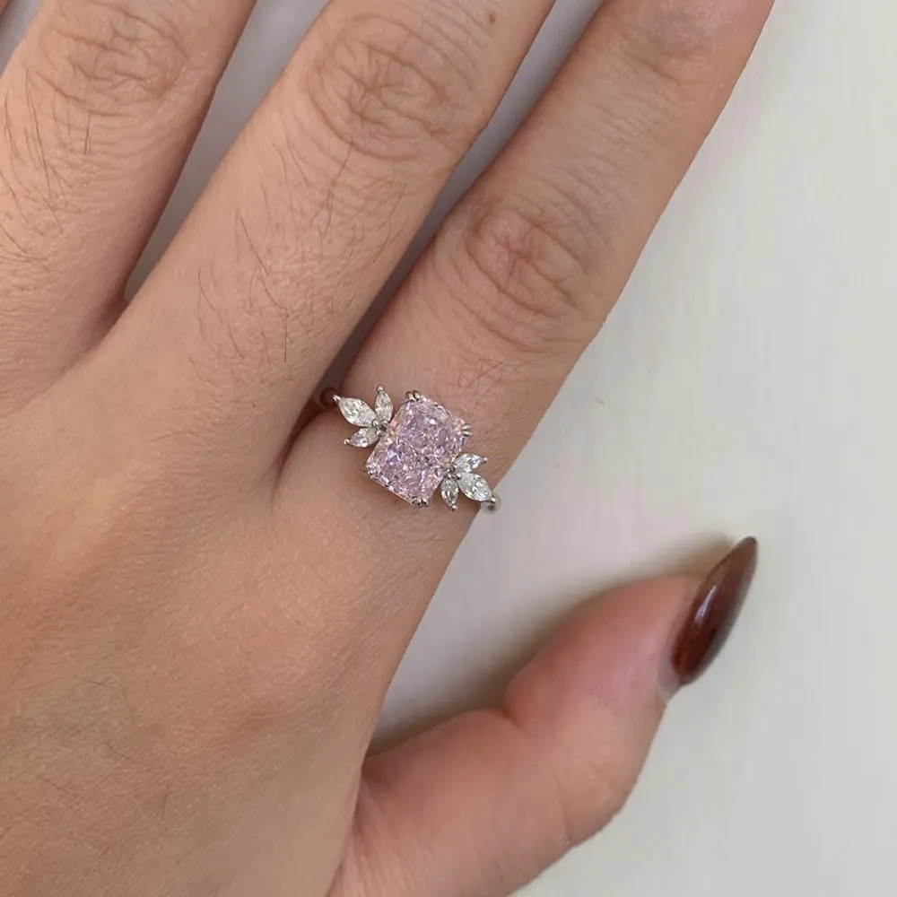 Birthstone Rings for Women 1.5ct Simulated Diamond Radiant Cut Cubic Zirconia Ring Sterling Silver Gemstone Birthstone Ring for Christmas Mothers Valentines Day Size 5-10