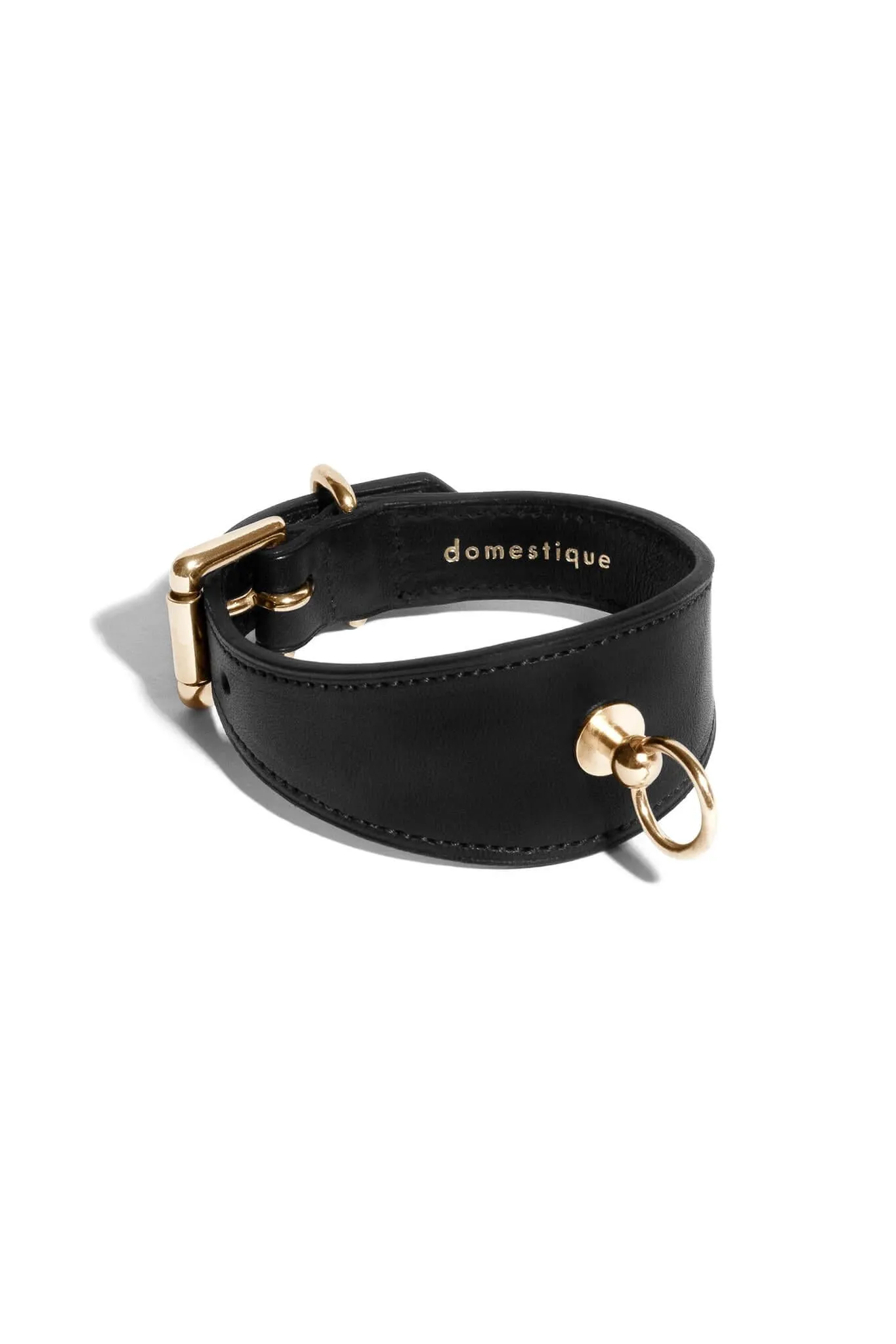 Black Leather Linotte Cuff Bracelets