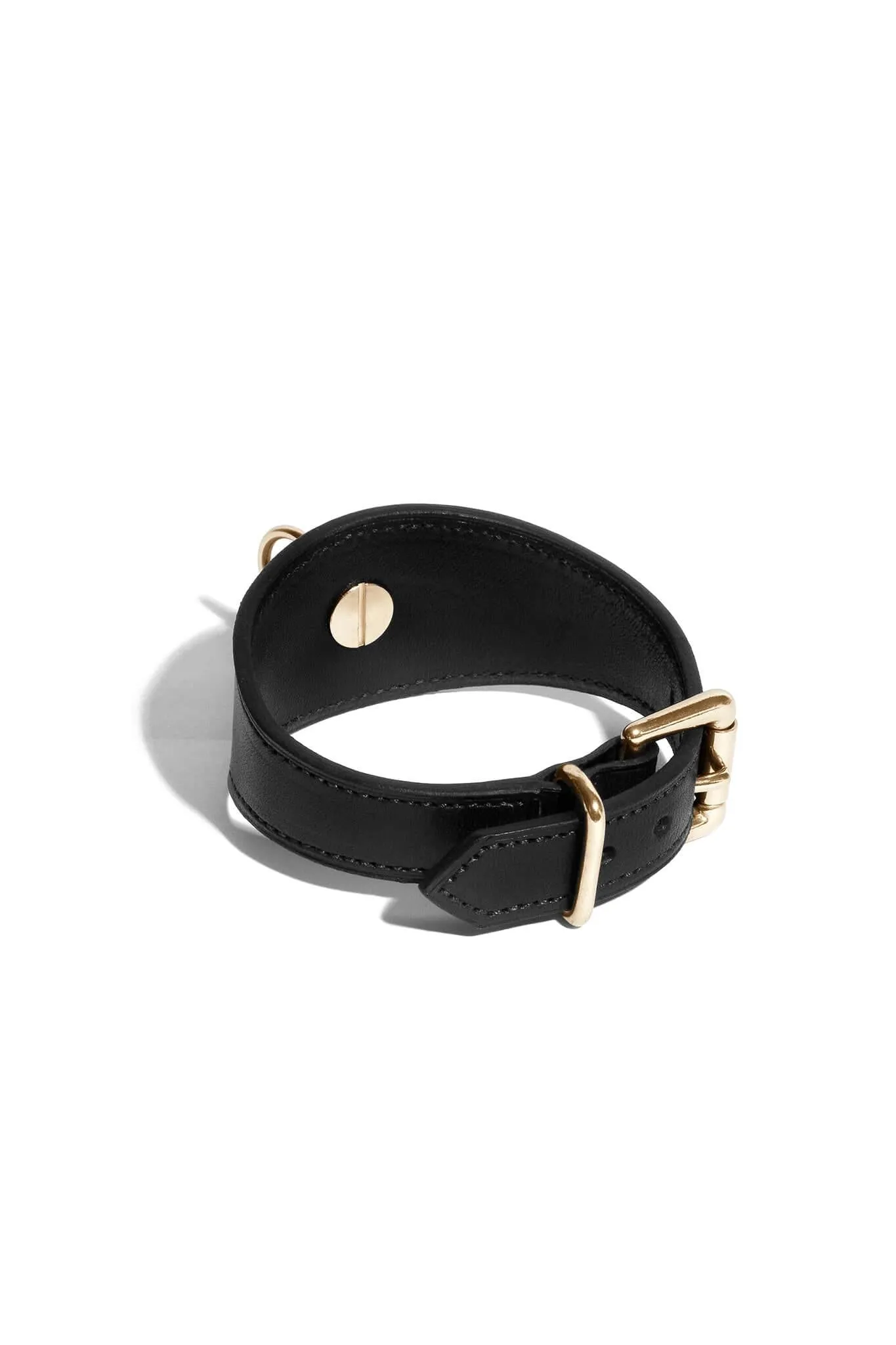 Black Leather Linotte Cuff Bracelets