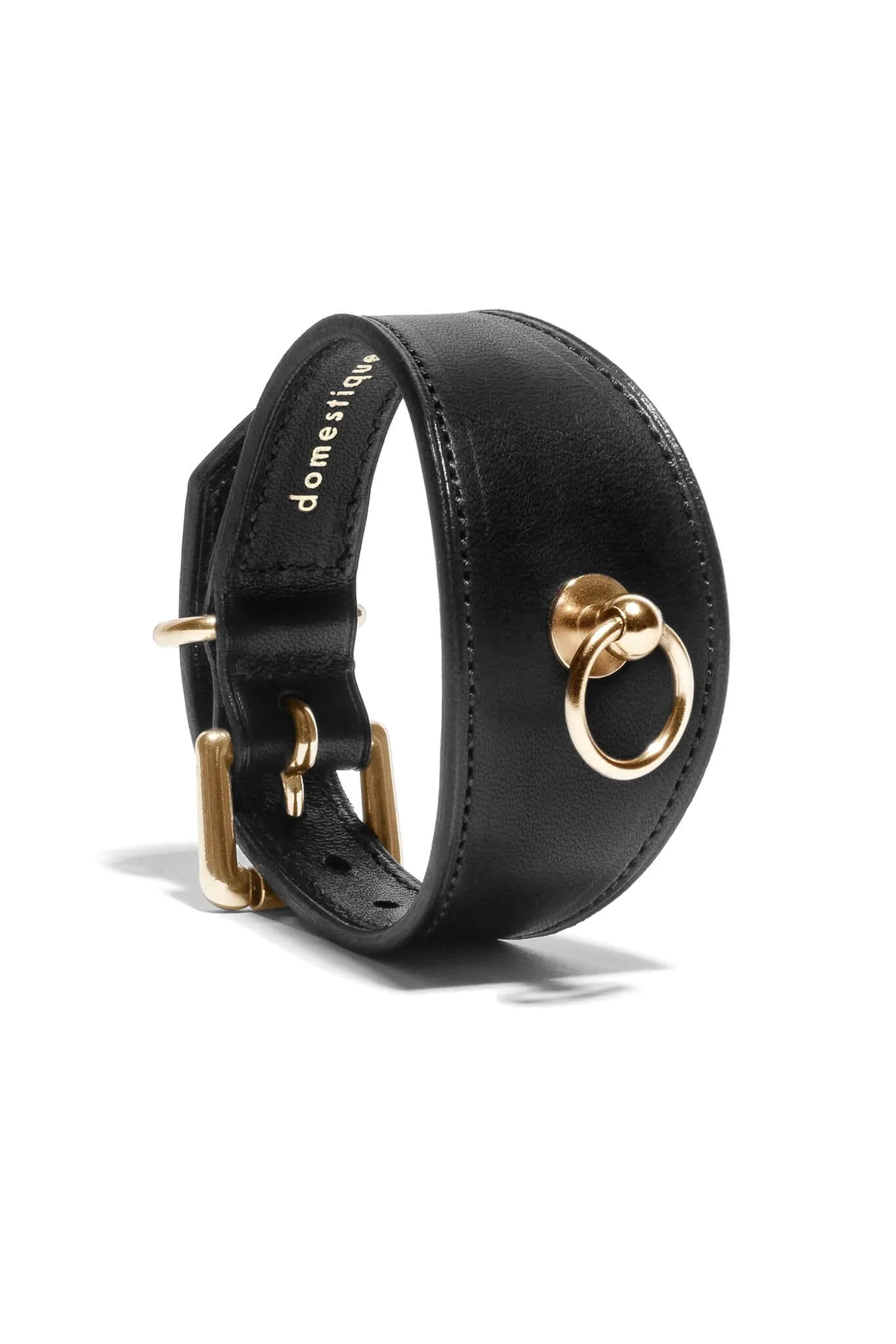 Black Leather Linotte Cuff Bracelets
