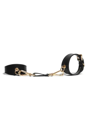 Black Leather Linotte Cuff Bracelets