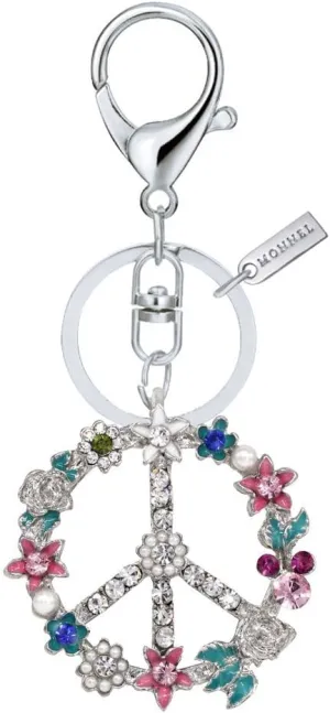 Bling Crystal Flower Peace Sign Key Ring Creative Packaging Box MZ844-1