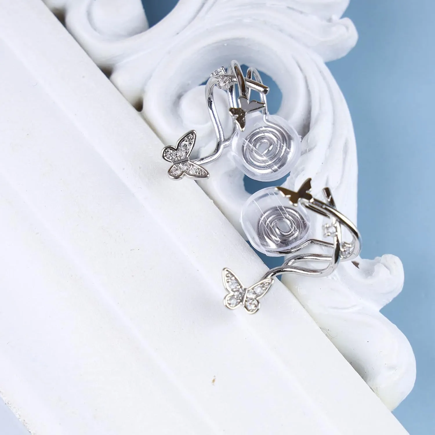Bohemian Crystal Butterfly Earrings Silver Butterfly Cuff Wrap Earrings Cz Butterfly Ear Cuff Earrings Rhinestone Butterfly Cuff Earrings Jewelry for Women and Girls