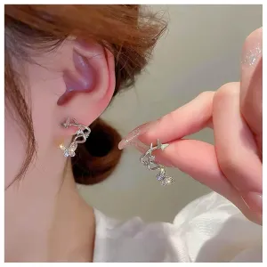 Bohemian Crystal Butterfly Earrings Silver Butterfly Cuff Wrap Earrings Cz Butterfly Ear Cuff Earrings Rhinestone Butterfly Cuff Earrings Jewelry for Women and Girls