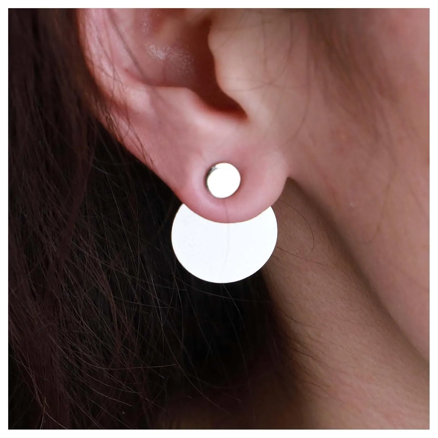 Bohemian Disc Ear Jacket Earrings Silver Coin Drop Earrings Round Circle Dangle Earrings Smooth Disc Stud Earrings Jewelry for Women