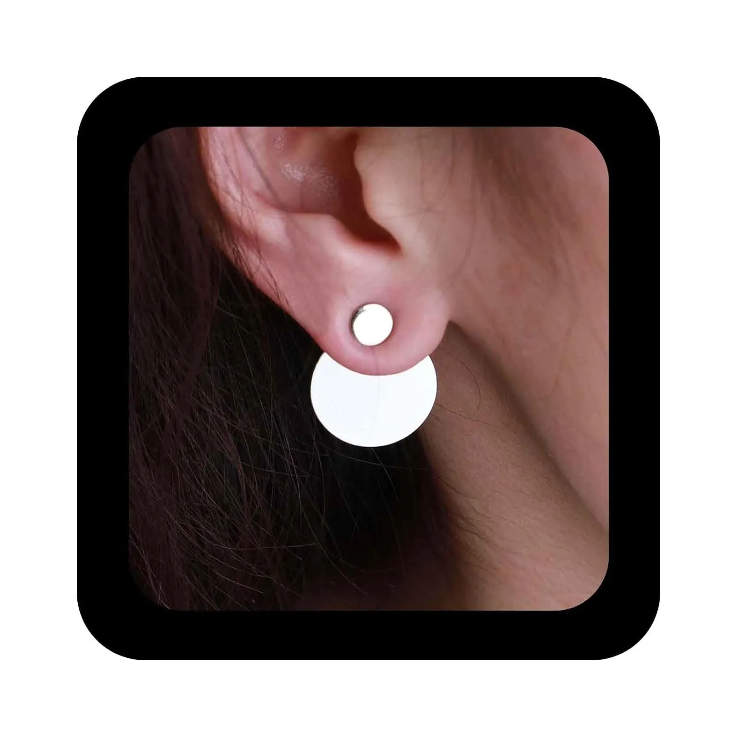 Bohemian Disc Ear Jacket Earrings Silver Coin Drop Earrings Round Circle Dangle Earrings Smooth Disc Stud Earrings Jewelry for Women
