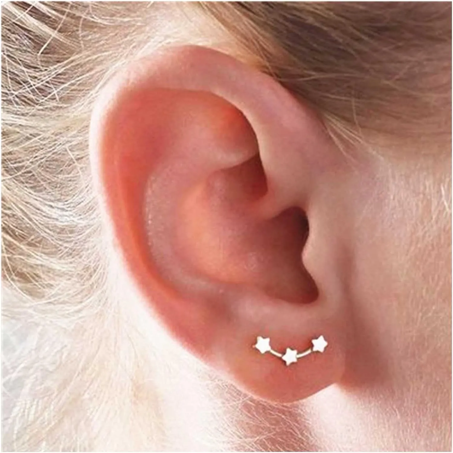 Boho Stars Climber Studs Earrings Gold Tiny Stars Cluster Crawler Earrings Stars Cuff Wrap Studs Statement Prom Stars Earrings Jewelry for Women and Girls(Gold)