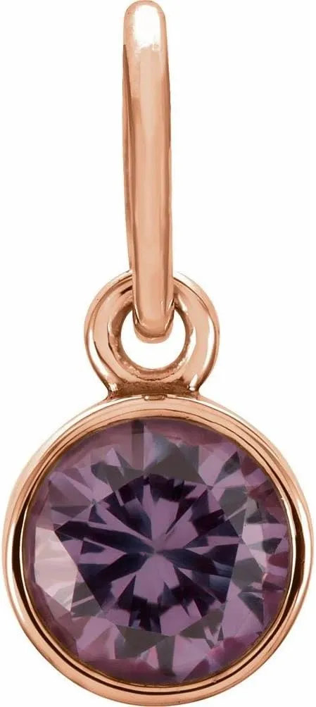 Bonyak Jewelry 14k Rose Gold 4mm Round Imitation Alexandrite Birth Month Stone Charm Unique