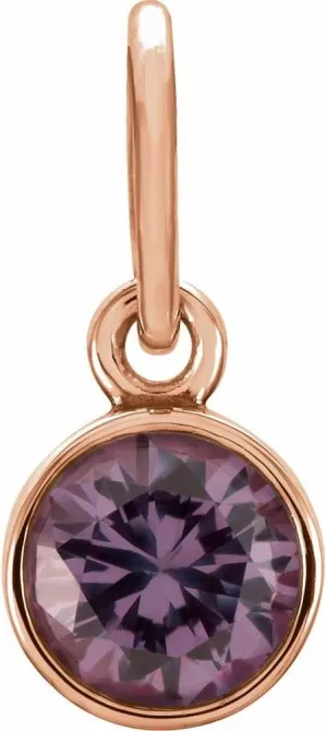 Bonyak Jewelry 14k Rose Gold 4mm Round Imitation Alexandrite Birth Month Stone Charm Unique