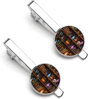 Bookshelf Book Skull Tie Clip Classic Necktie Bar Pinch Clothing Accessories for Wedding Party Business