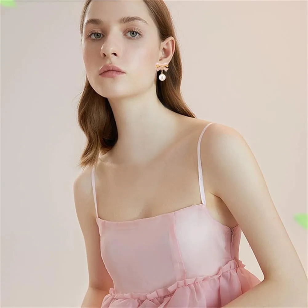 Bow Earrings for Women Trendy Gold Pearl Drop Dangle Earrings Bowknot Stud Wedding Party Daily Jewelry Accessory Gifts