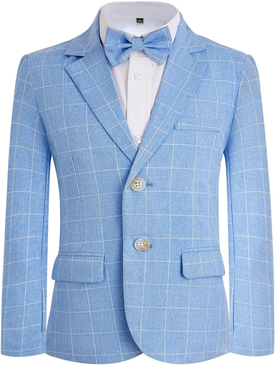 Boys Plaid Suit Set 4 Pieces Blazer Vest Pants Classic Formal Suit for Wedding Party