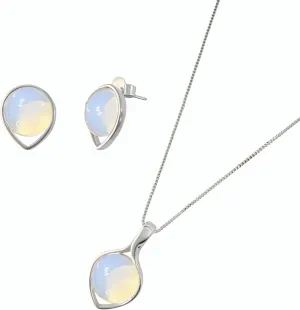 Brazilian Designed Gold Plated Earrings and Necklace with gemstones - Comfy Hypoallergenic Statement Jewelry set for Women 3/4 inch (1,8 cm) made in Brazil