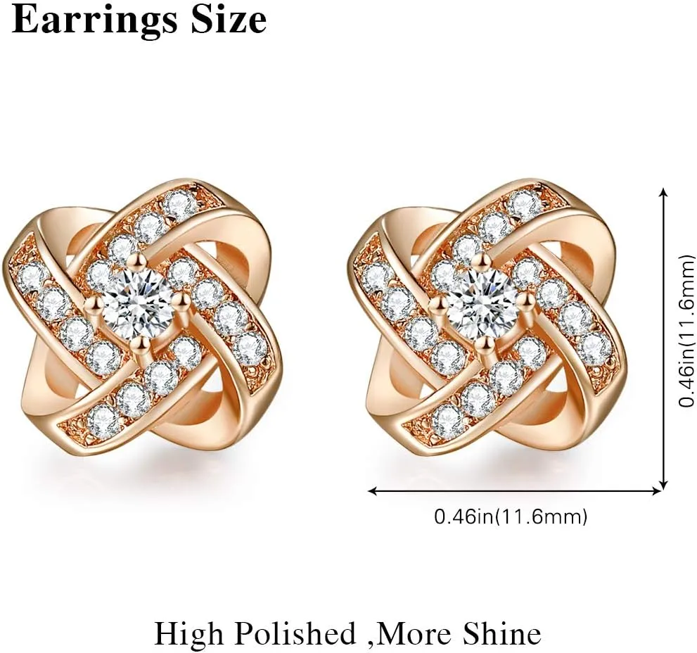 Bridesmaids Gift Set of 6 or 4 Stud Earrings Rose Gold Knot Bridesmaid Earring for Women I Couldnt Tie a Knot Without You Wedding Proposal hypoallergenic Jewelry