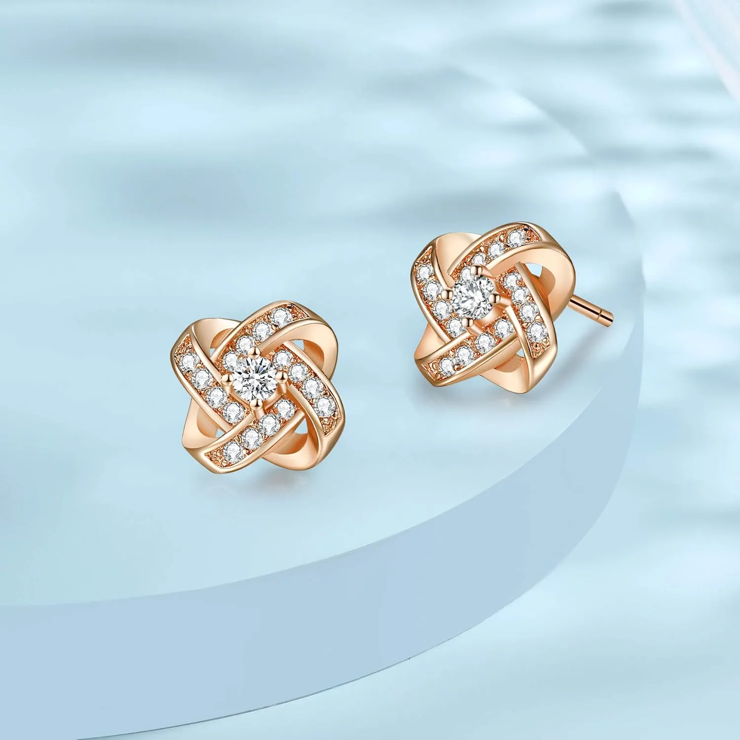 Bridesmaids Gift Set of 6 or 4 Stud Earrings Rose Gold Knot Bridesmaid Earring for Women I Couldnt Tie a Knot Without You Wedding Proposal hypoallergenic Jewelry
