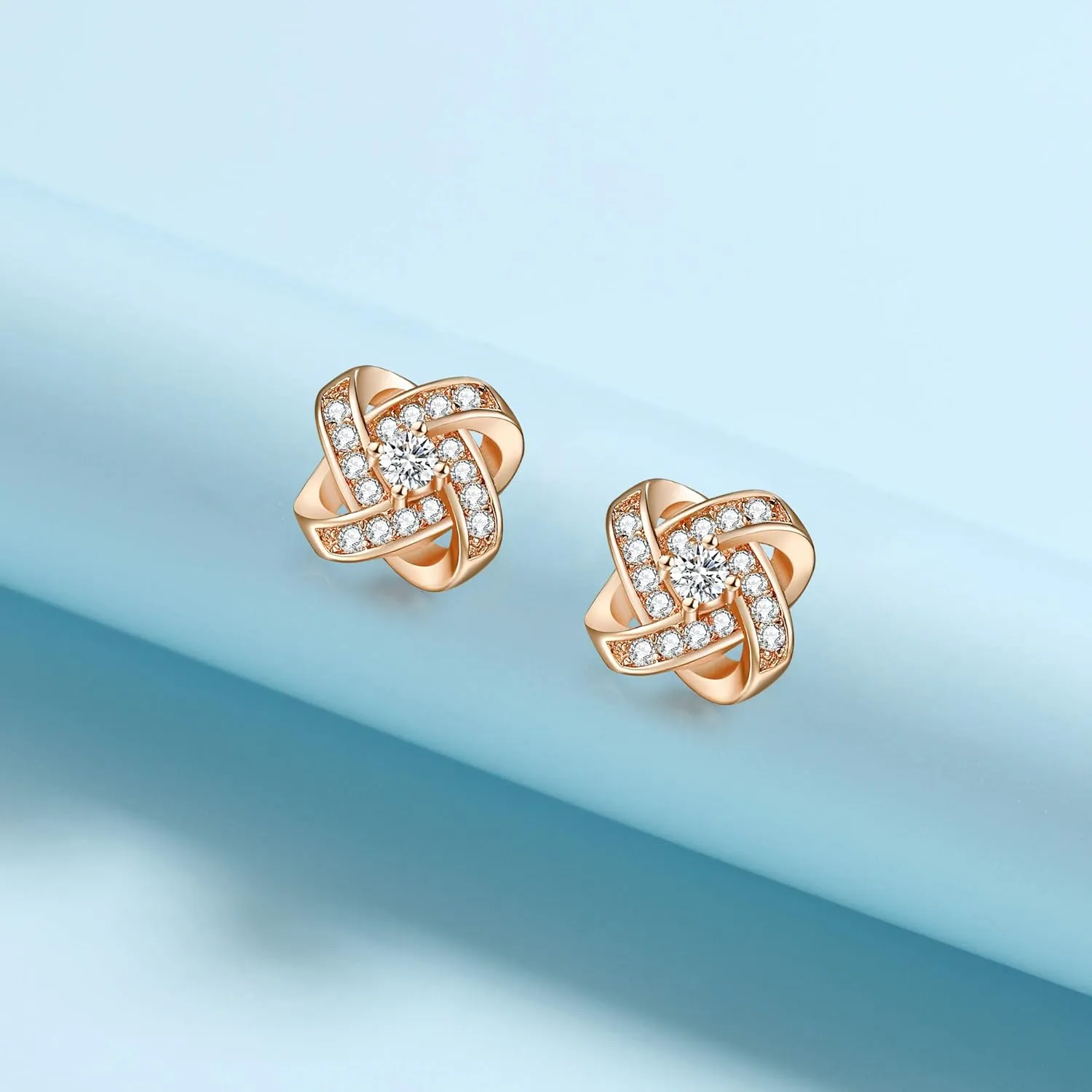 Bridesmaids Gift Set of 6 or 4 Stud Earrings Rose Gold Knot Bridesmaid Earring for Women I Couldnt Tie a Knot Without You Wedding Proposal hypoallergenic Jewelry