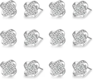 Bridesmaids Gift Set of 6 or 4 Stud Earrings Rose Gold Knot Bridesmaid Earring for Women I Couldnt Tie a Knot Without You Wedding Proposal hypoallergenic Jewelry