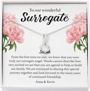 Bubble Hugs Personalized Surrogate Necklace Silver Plated - to Our Wonderful Surrogate - Custom Name Pregnant Mom Mother Thank You