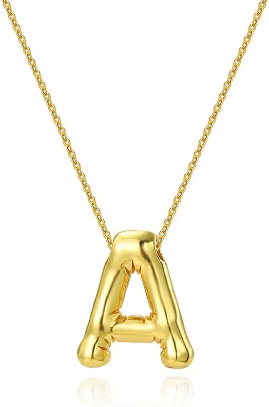Bubble Letter Necklace Gold Initial Necklace for Women Pendant Necklace Trendy Stuff Name Necklace Personalized Jewelry Gifts for Women