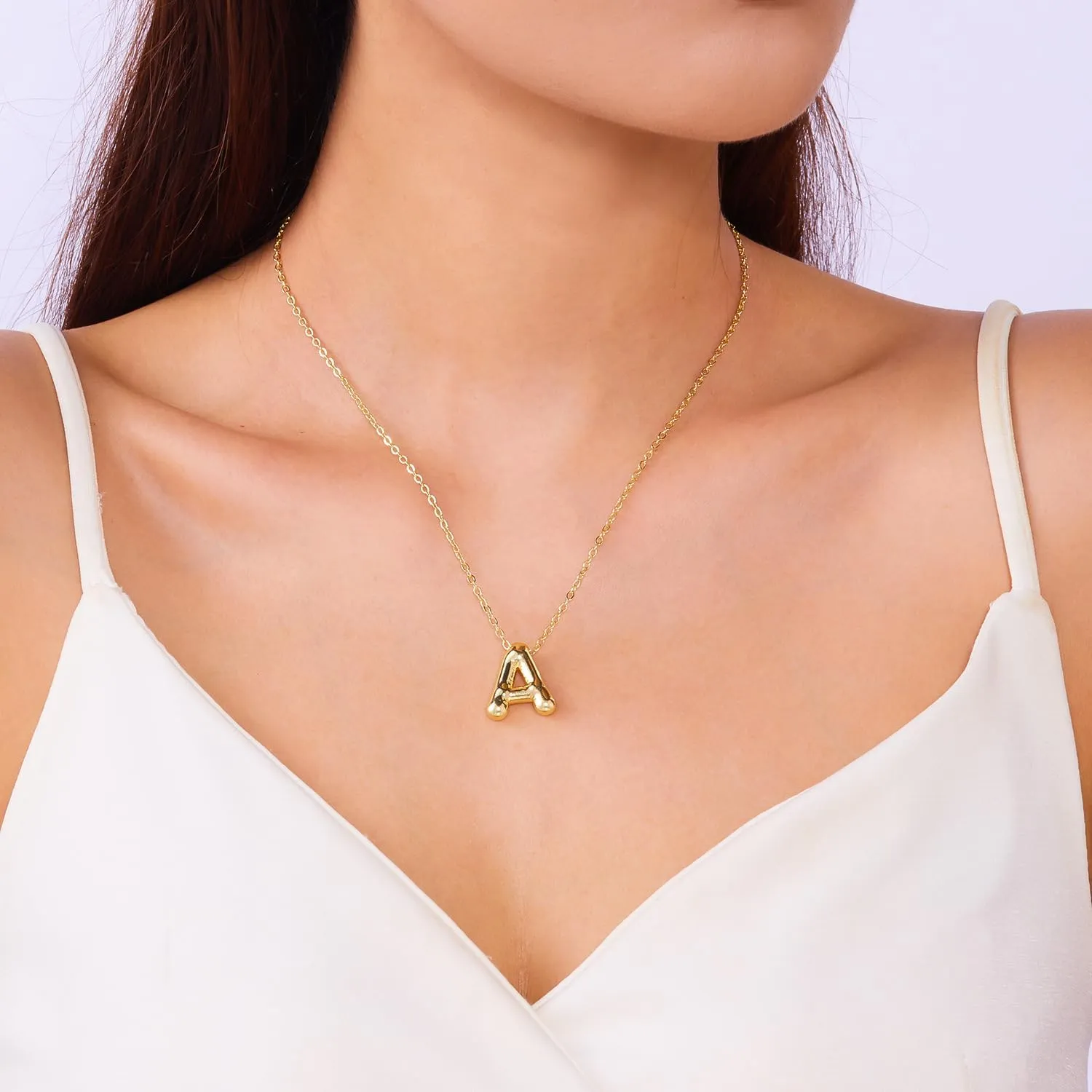 Bubble Letter Necklace Gold Initial Necklace for Women Pendant Necklace Trendy Stuff Name Necklace Personalized Jewelry Gifts for Women