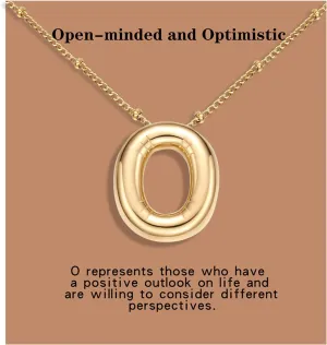 Bubble Letter Necklace Gold Plated Balloon Initial Chunky Bubble Alphabet Pendant Necklace Trendy Jewelry Gift for Women