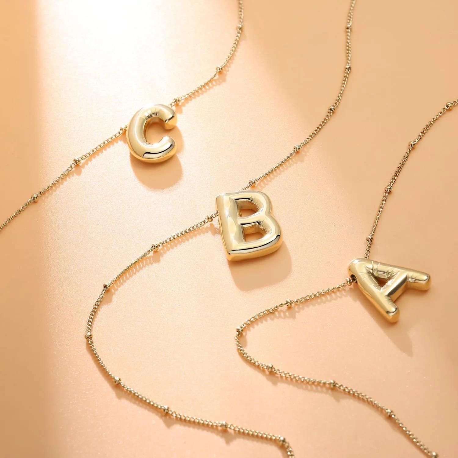 Bubble Letter Necklace Gold Plated Balloon Initial Chunky Bubble Alphabet Pendant Necklace Trendy Jewelry Gift for Women