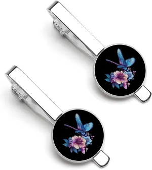 Butterflies with Floral Tie Clip Classic Necktie Bar Pinch Clothing Accessories for Wedding Party Business